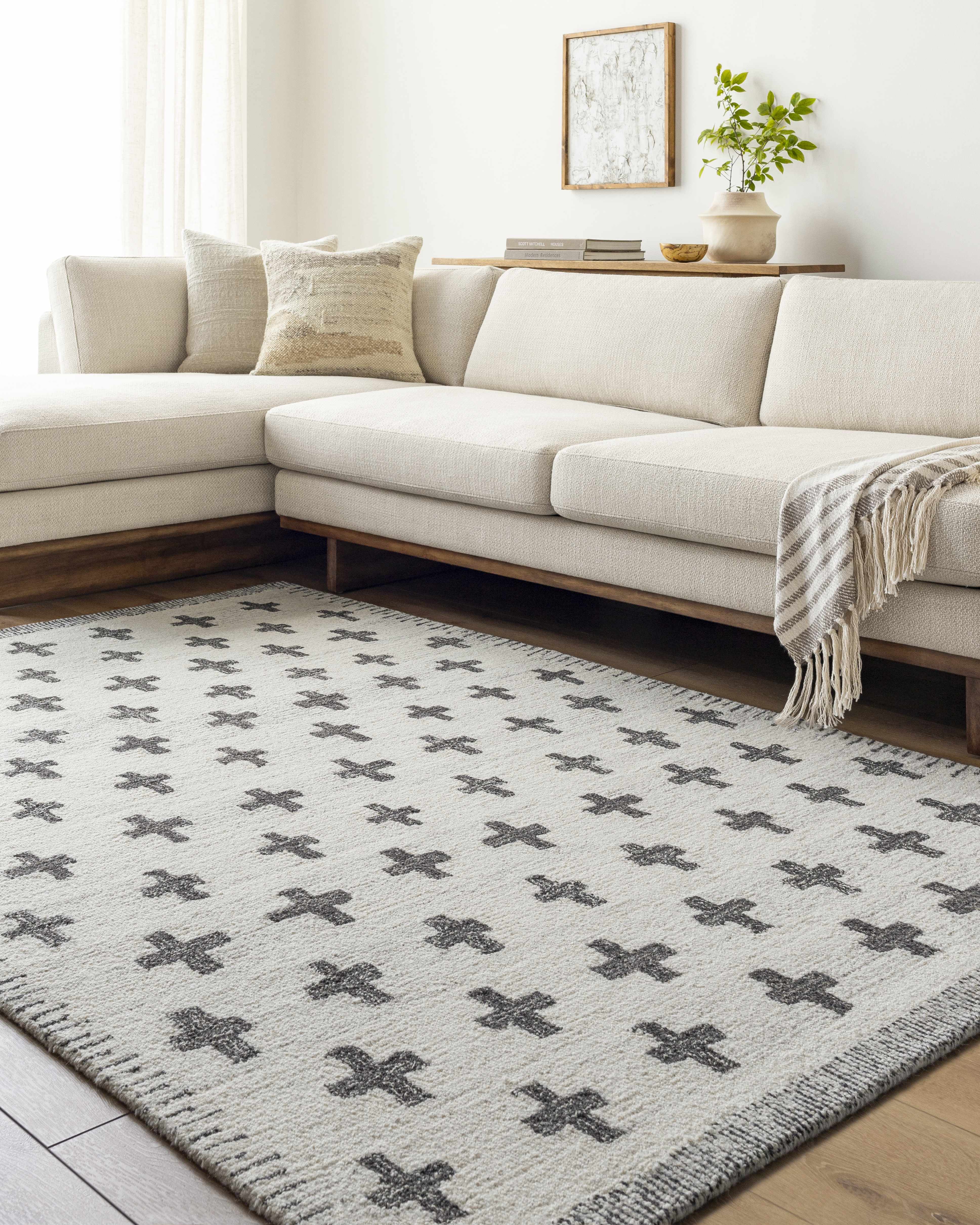 Lotta Light Silver Modern Wool Area Rug