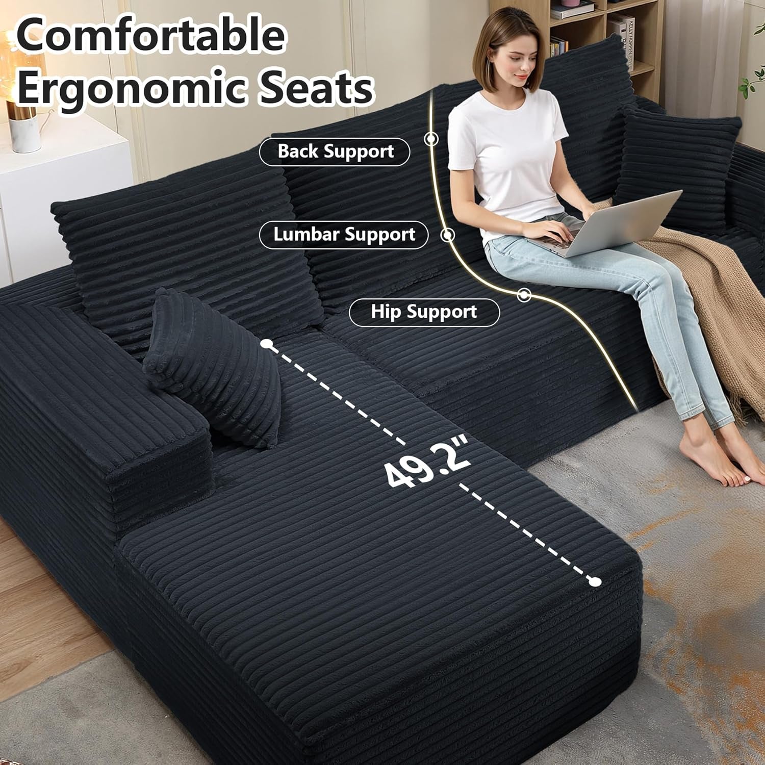 Modern L-Shape Cloud Sectional Couch for Living Room-2