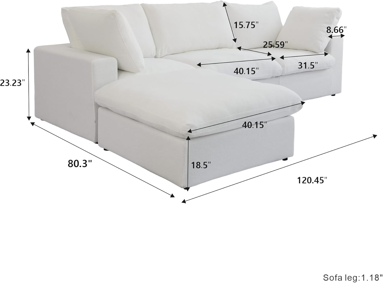 Modular Sectional Sofa with Storage Ottoman and Washable Covers-1