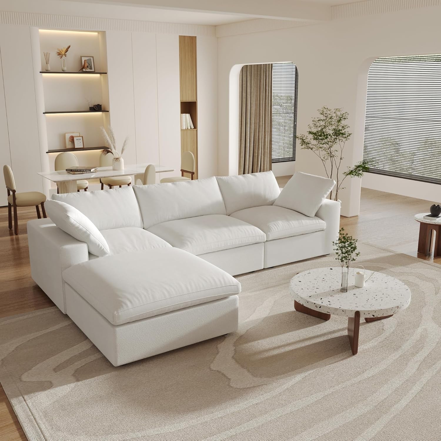 Modular Sectional Sofa with Storage Ottoman and Washable Covers-2