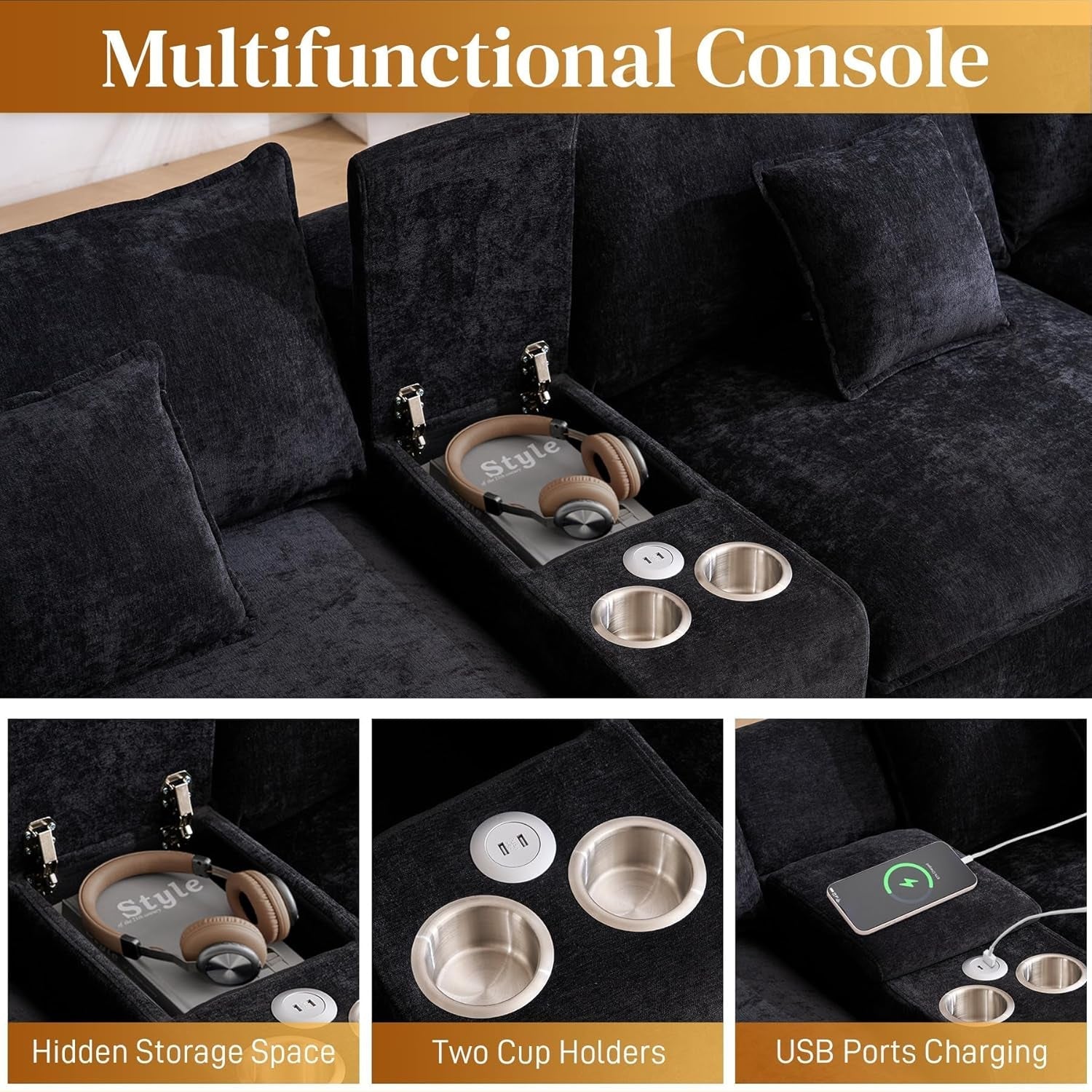 Oversized U Shape Cloud Sectional Sofa with Ottoman-2