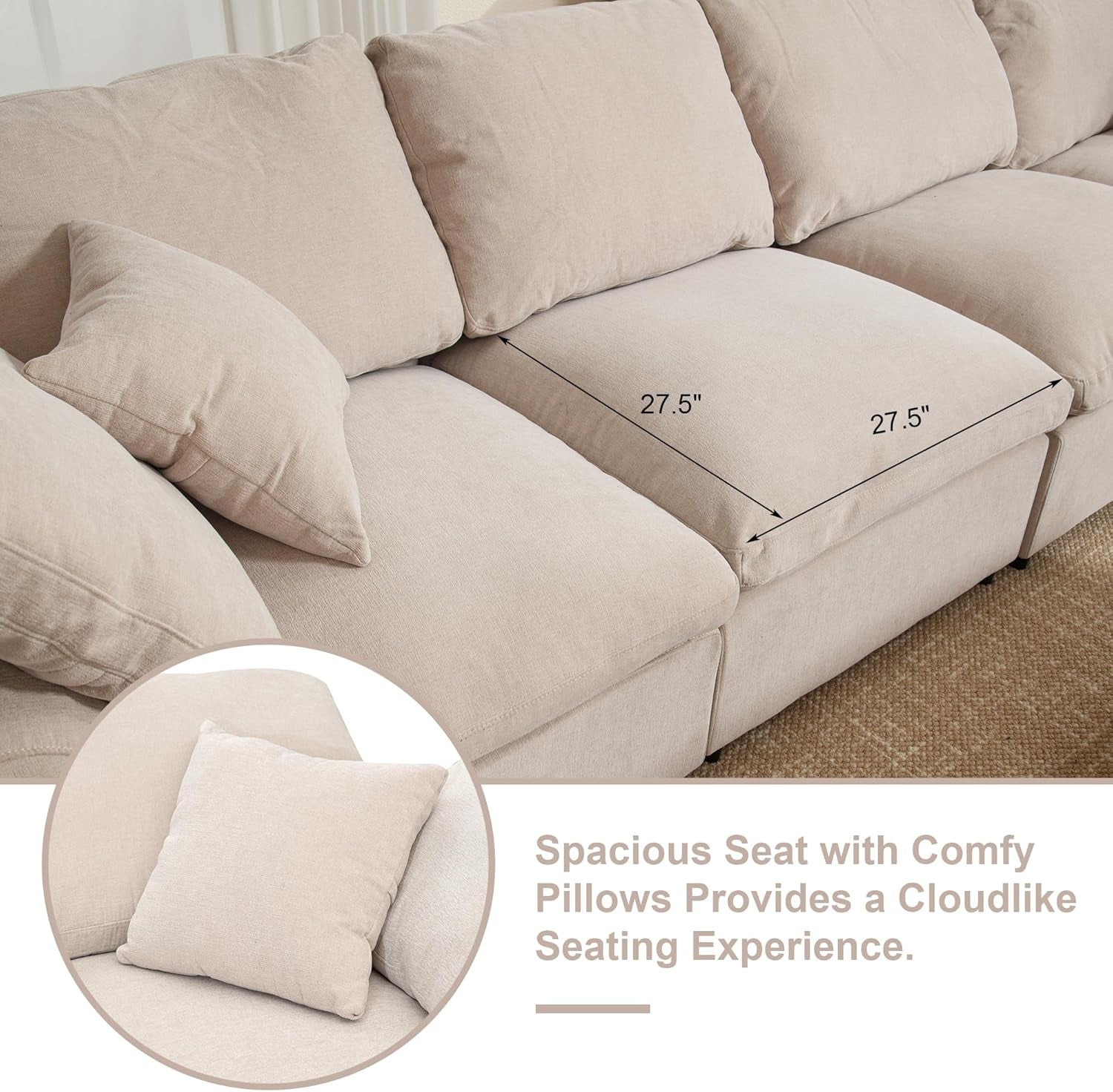 Oversized U Shaped Modular Sectional Sofa with Ottoman-2