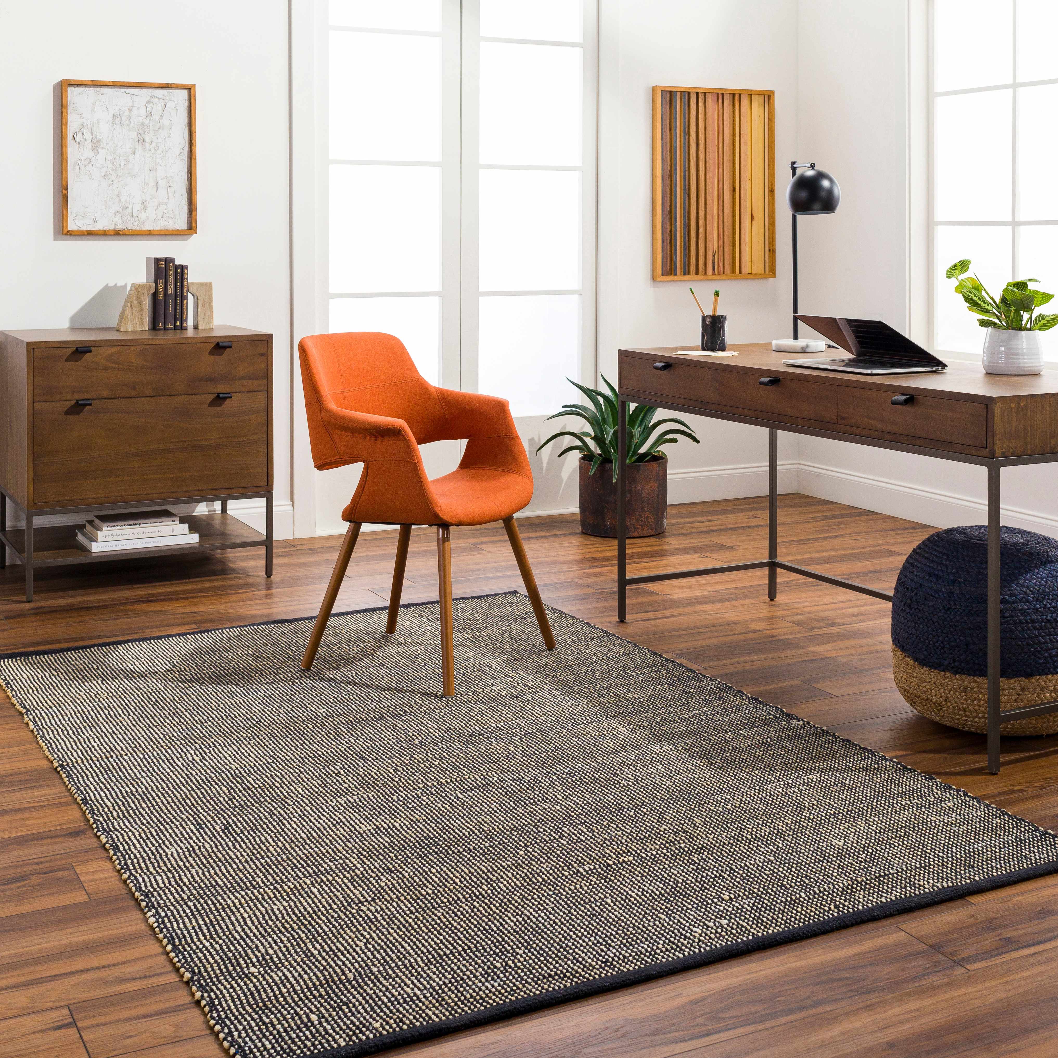 Byrne Black Jute Rug - Clearance