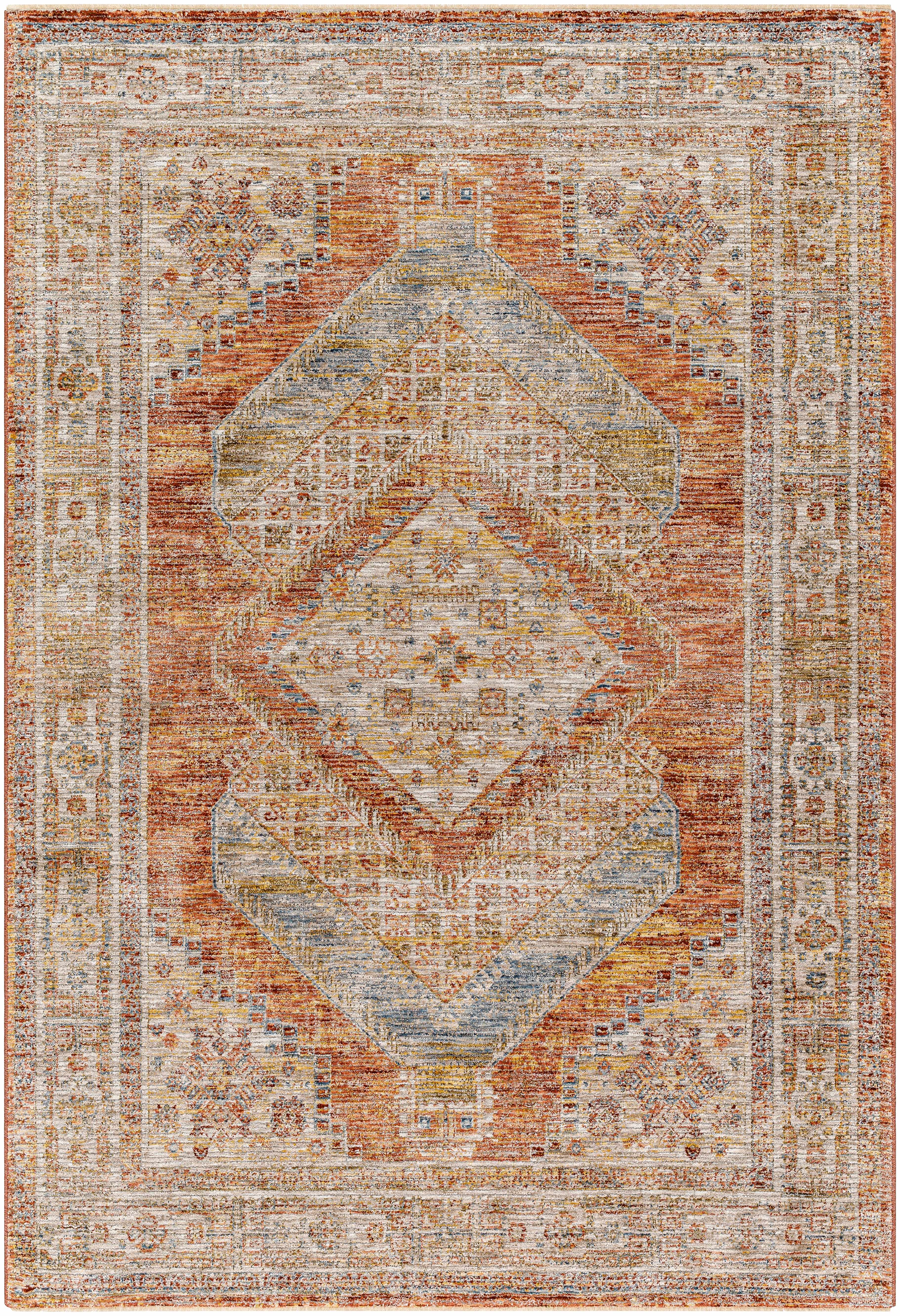 Moya Rust Rich Textured Traditional Rug