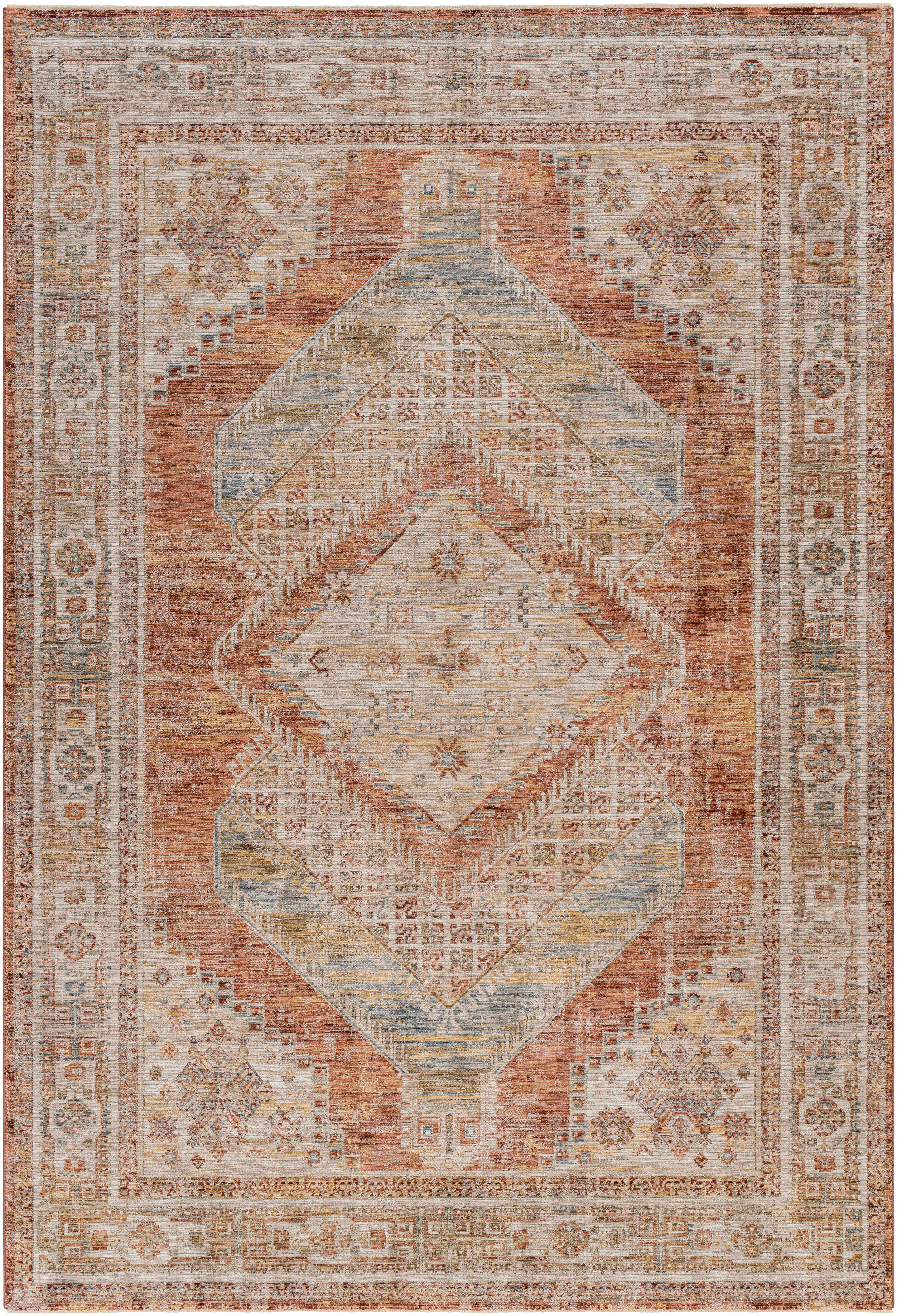 Moya Rust Rich Textured Traditional Rug
