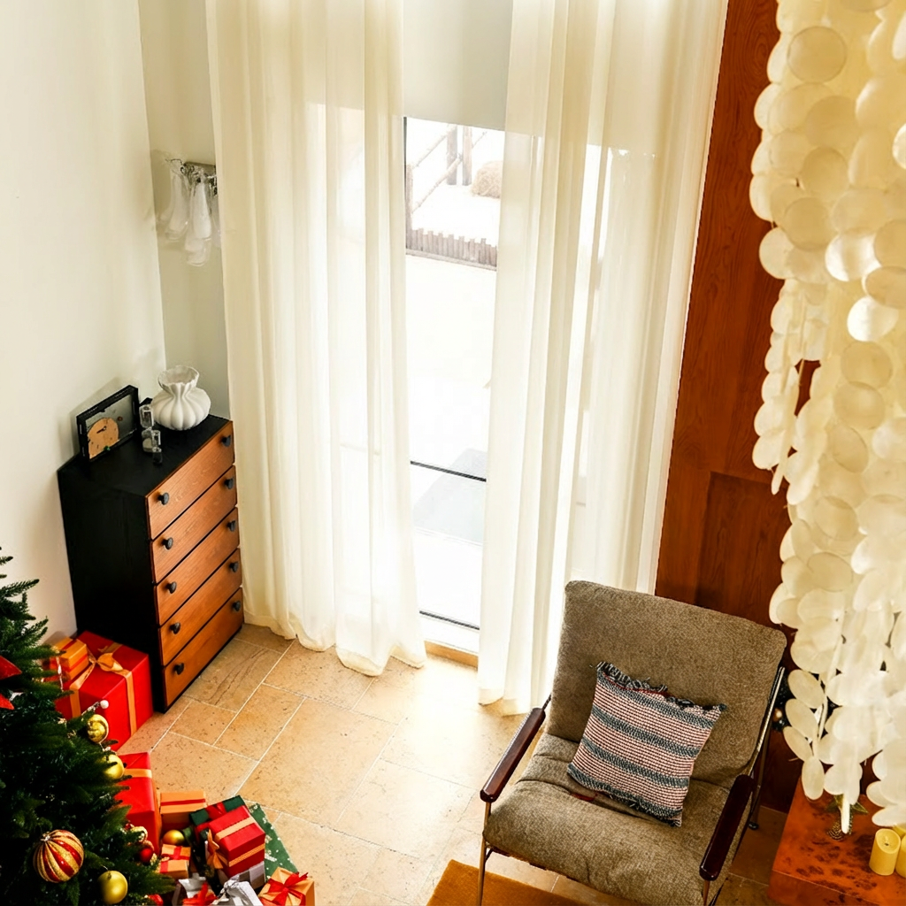 Custom Linen Texture Solid Sheer Curtains-8