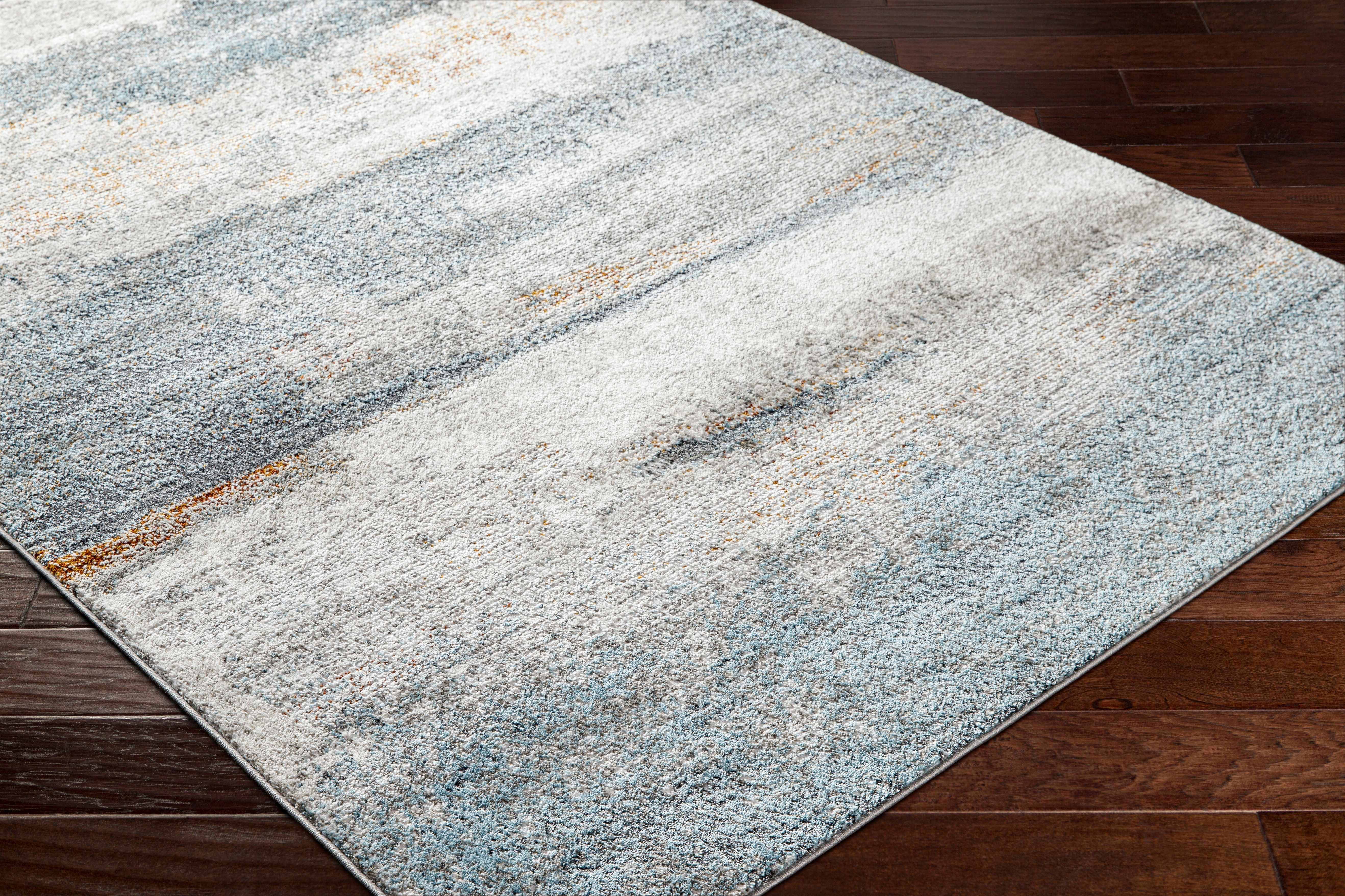 Adam Gray Blue Abstract Area Rug