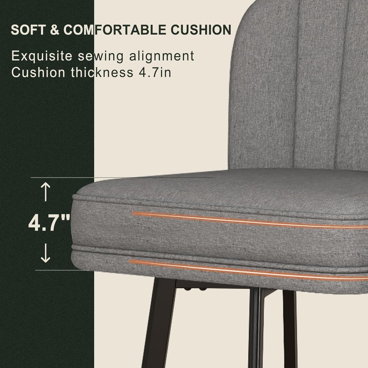 Swivel Counter Height Bar Stools Set of 3, 26'' Modern Barstools with Backs and Metal Legs, Upholstered Bar Chairs, Faux Leather Mid-Gray Stools for Kitchen Island Chairs