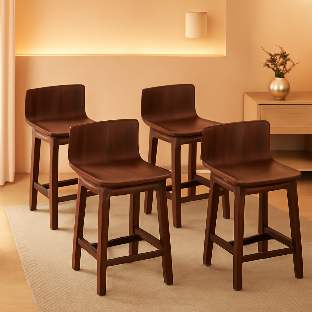 Walnut Swivel Bar Stools Set Of 4 Counter Height Kitchen-0
