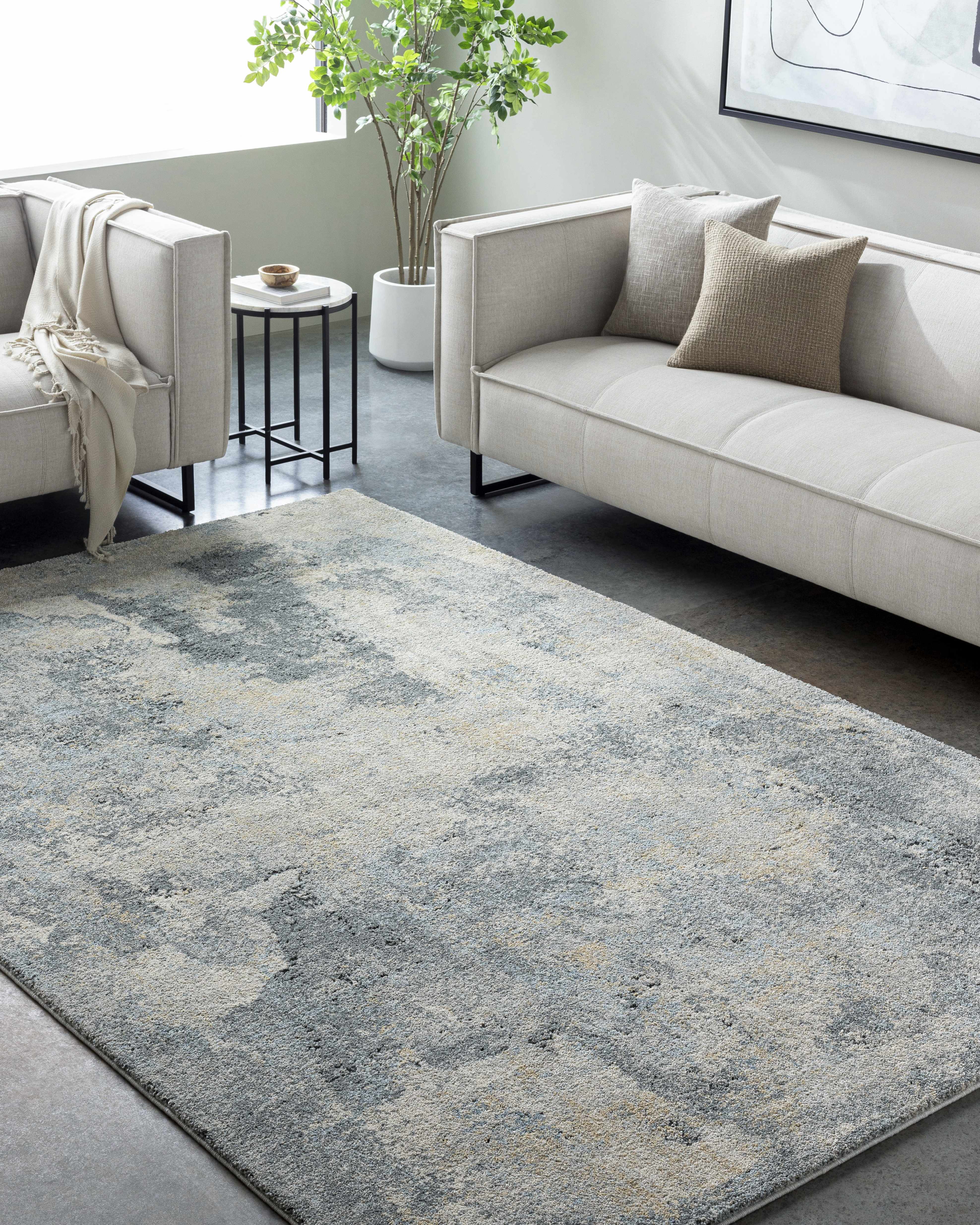 Adsila Teal Blue Thick Luxe Rug